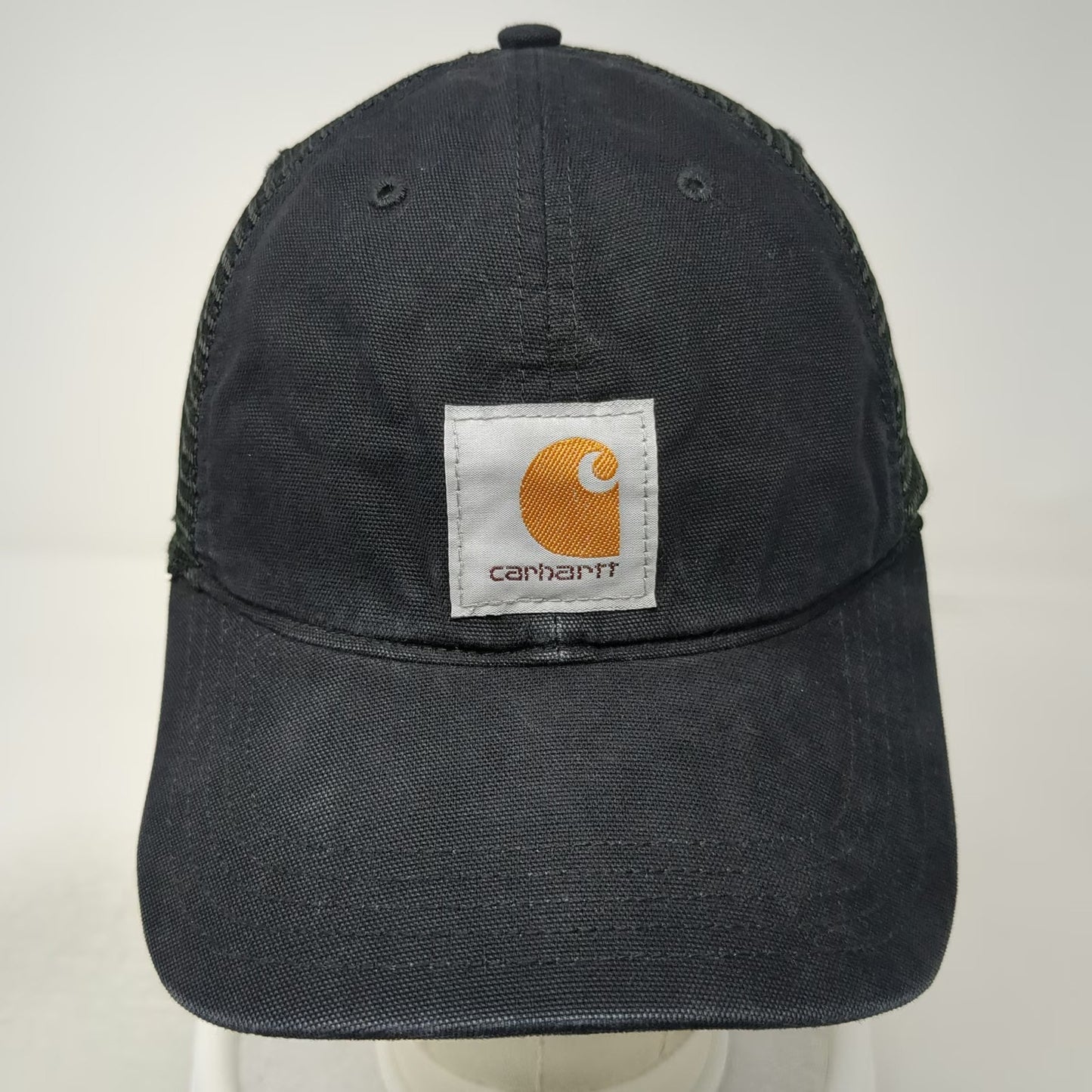Carhartt Trucker Hat Black White Orange One Size Mesh Snapback Patch Logo Curved