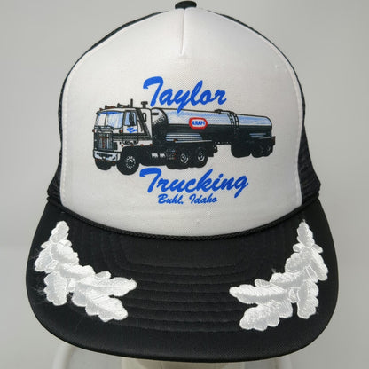 Otto Trucker Hat Black One Size Taylor Trucking Idaho Oak Leaves Mesh Snapback