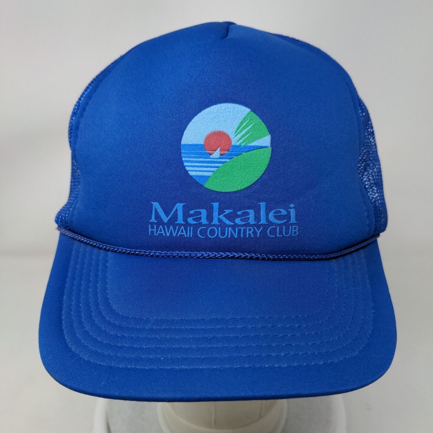 Makalei Hawaii Country Club Snapback Trucker Hat Blue OSFA Mesh Back Rope