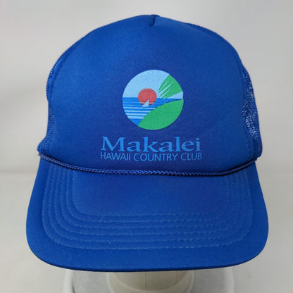 Makalei Hawaii Country Club Snapback Trucker Hat Blue OSFA Mesh Back Rope