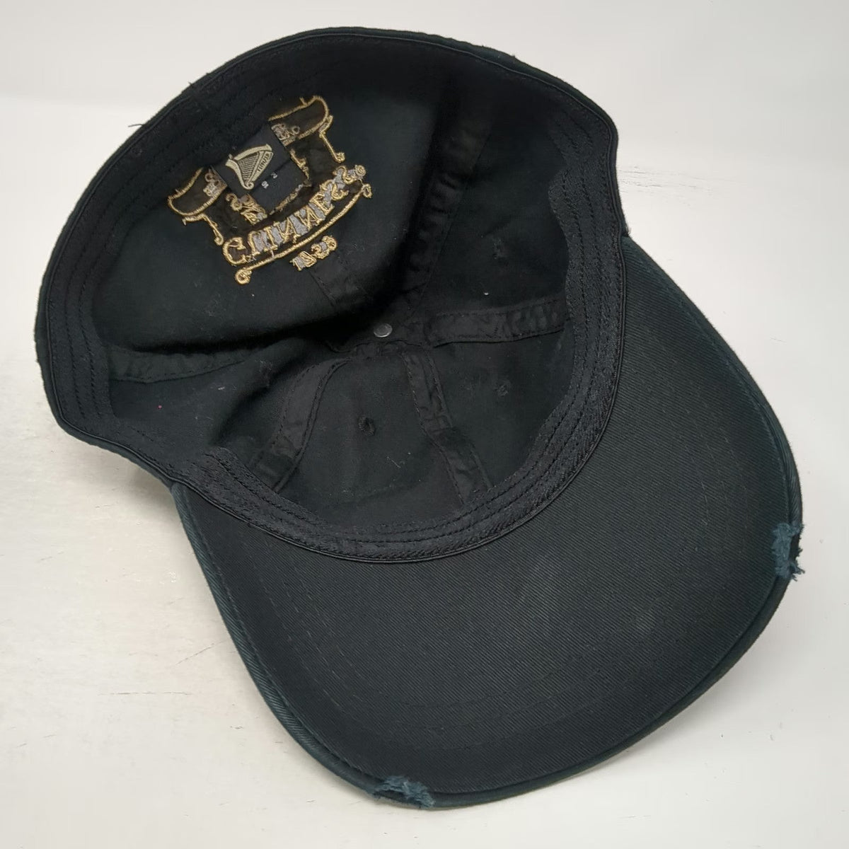 Guinness Baseball Cap Black One Size Extra Stout Distressed Brim Dublin Beer Hat