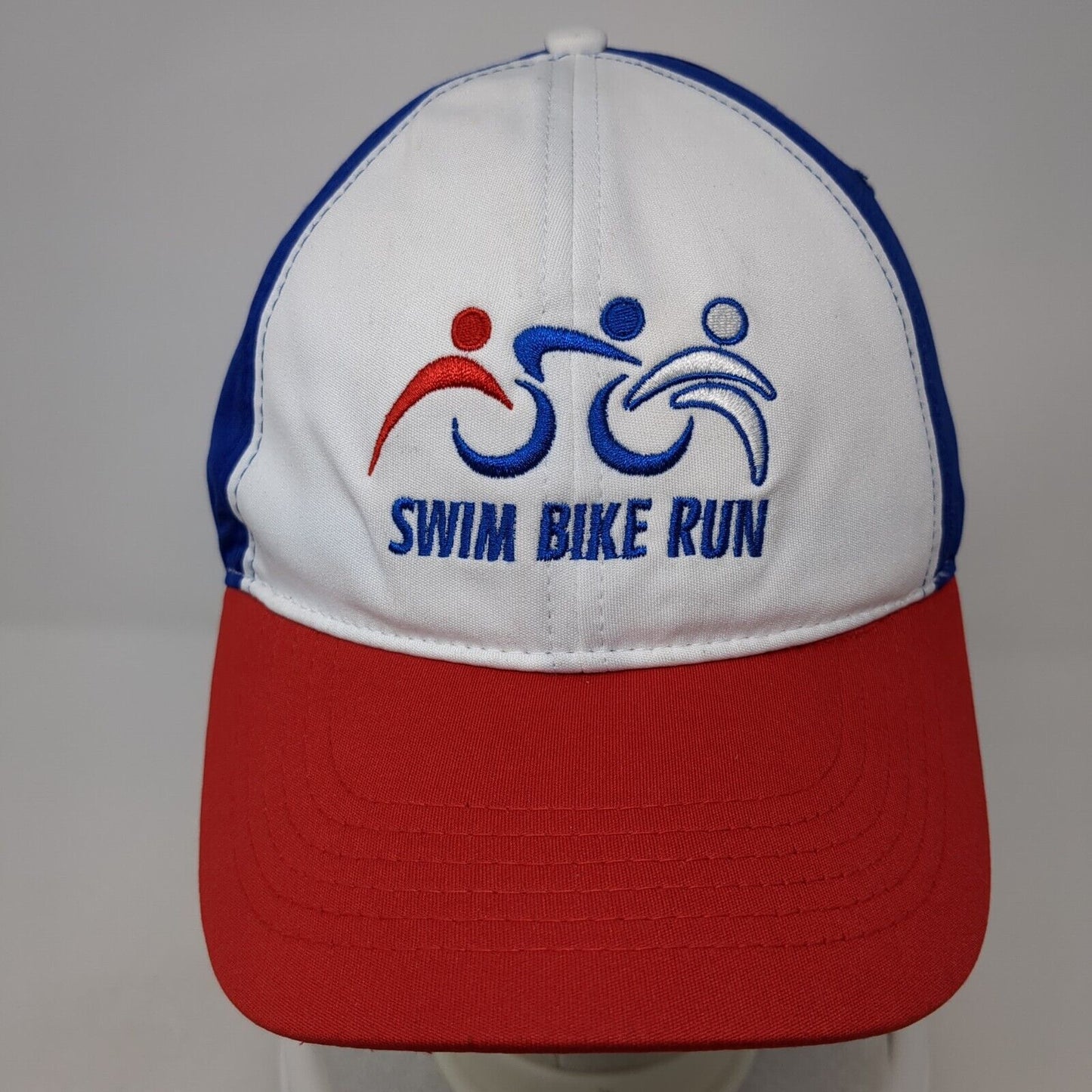 Swim Bike Run Strapback Hat Multicolor One Size Adjustable Embroidered
