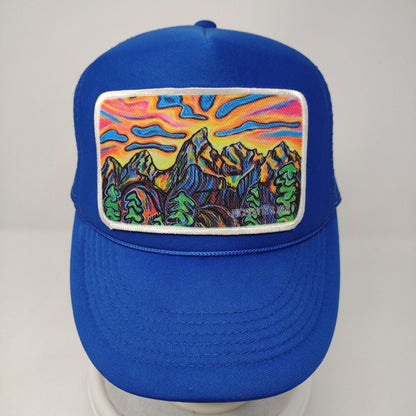Nicolette G. Maw Snapback Trucker Hat Blue OSFA Adjustable Mesh Back Art by NGM