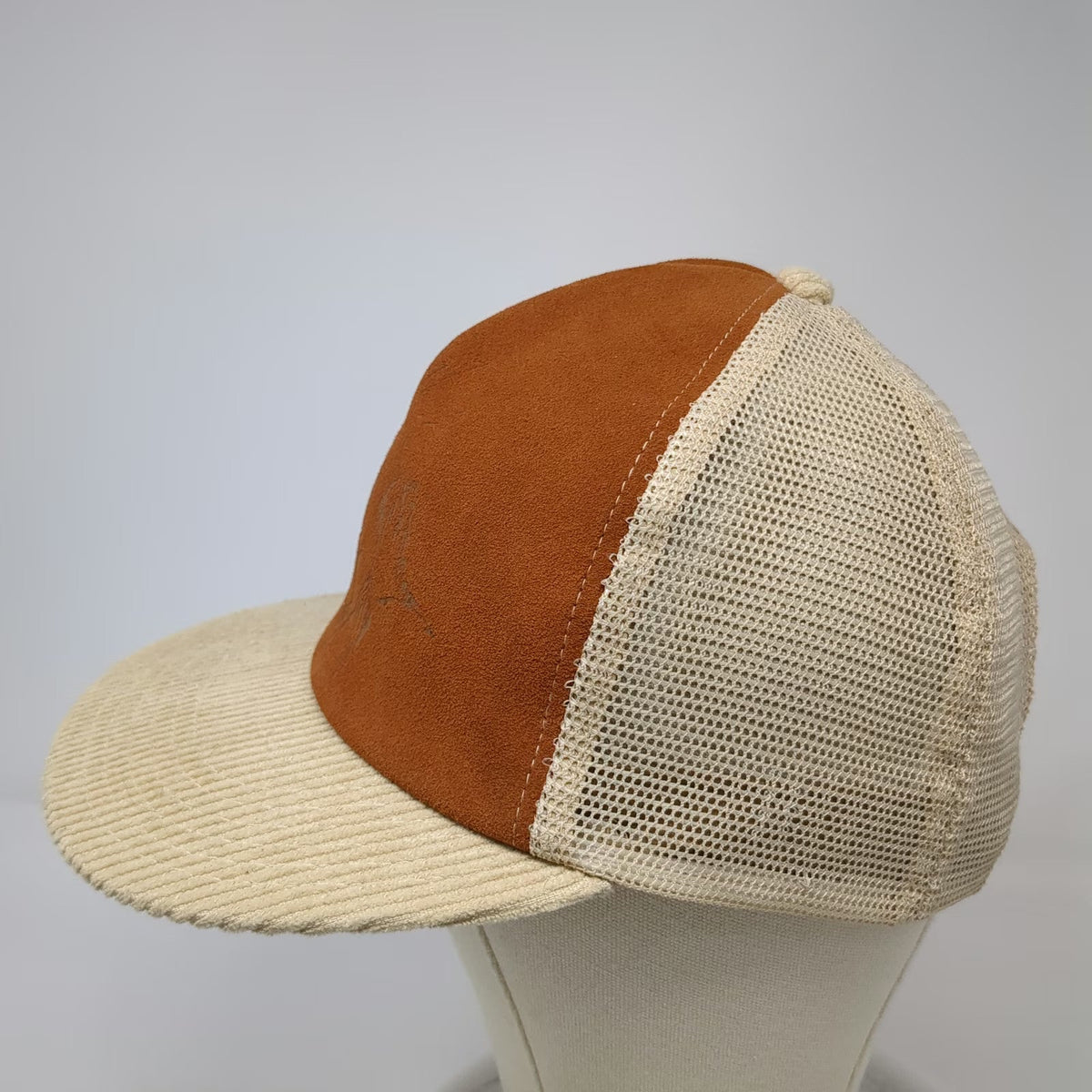 Understated Leather Trucker Hat Brown One Size Leather Mesh Snapback Desert Sun