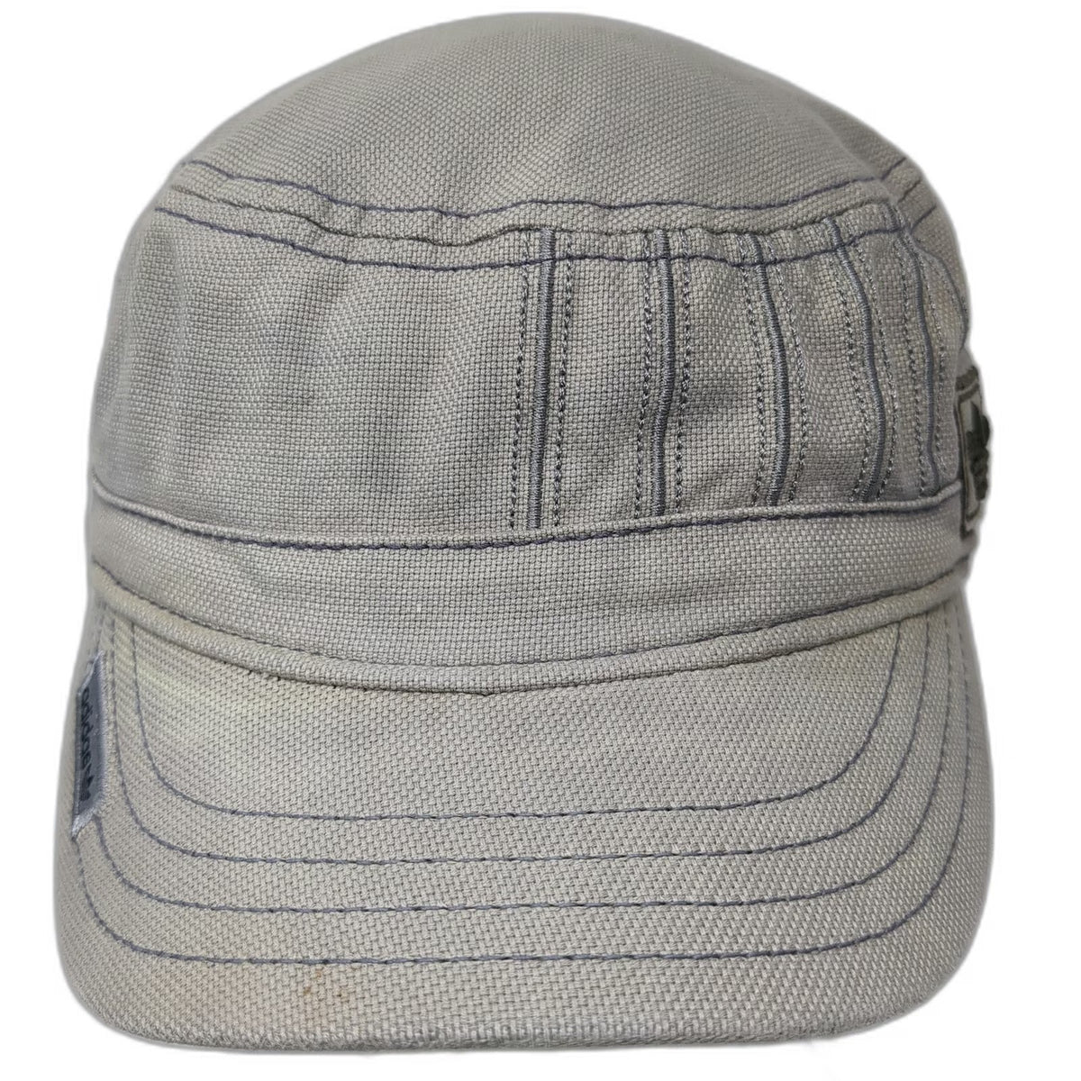 Adidas Gray Army Cap M Trefoil Logo Flexfit Elastic Cotton Military Cadet Hat