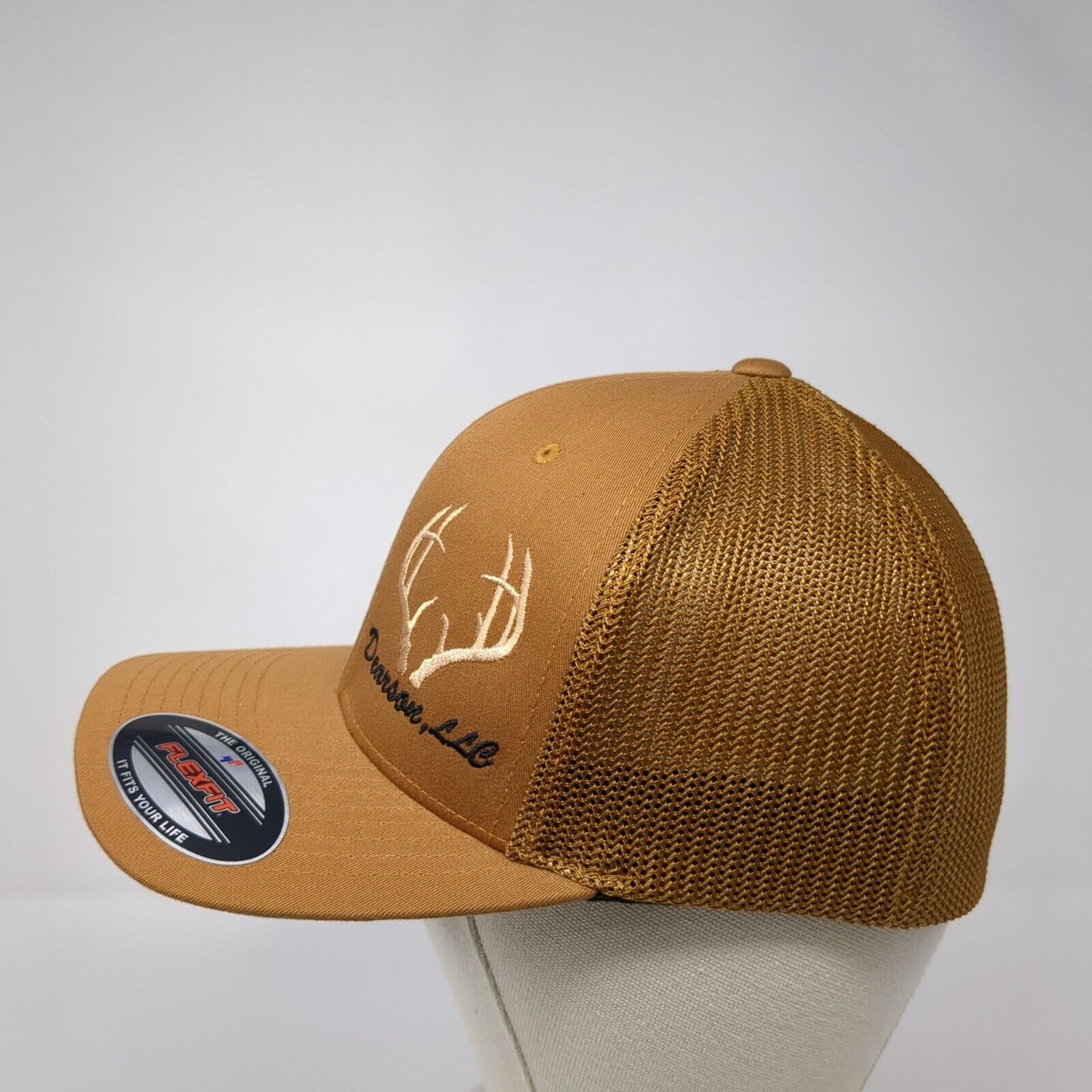 Dearson LLC Fitted Trucker Hat Brown OS Flexfit Mesh Back Embroidered Yupoong
