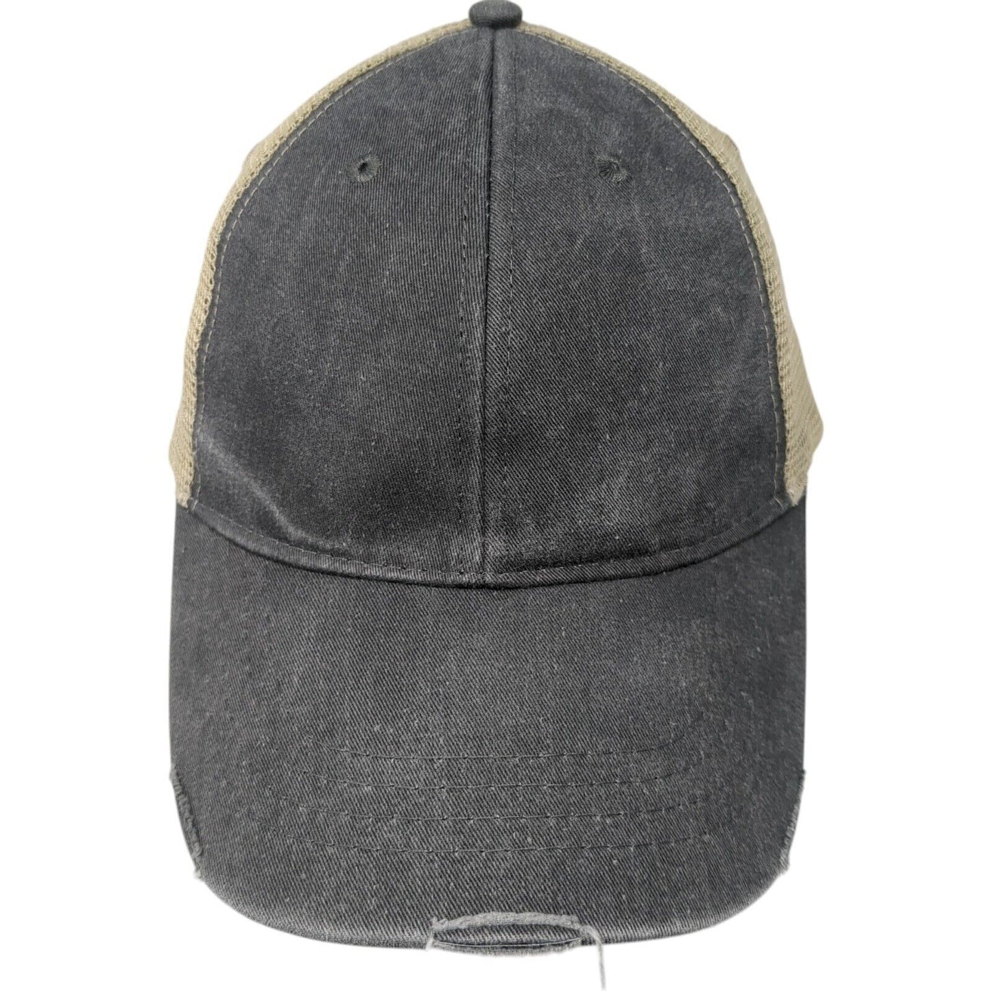 Adams Snapback Trucker Hat Gray One Size Adjustable Distressed Mesh Back Blank