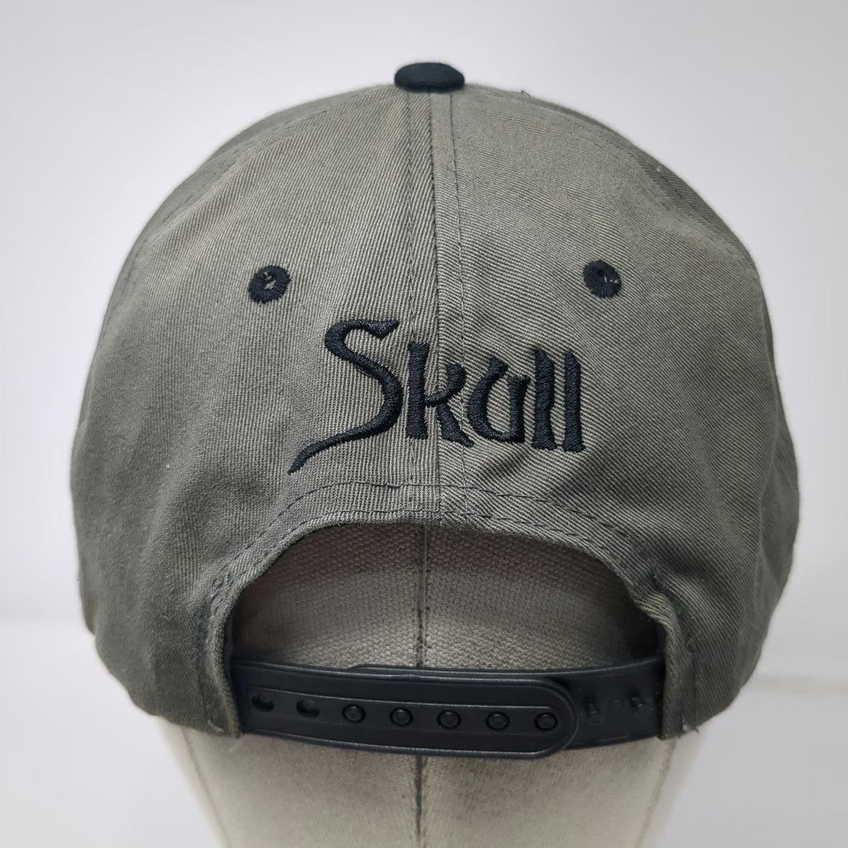 Top Level 5 Panel Green Hat One Size Skull Embroidery Distressed Snapback Biker