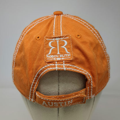 Robin Ruth Baseball Cap Orange One Size Rhinestone A Austin Texas Souvenir Hat
