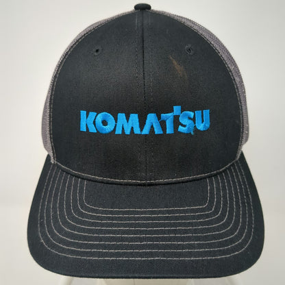 Richardson 112 Trucker Hat Black One Size Komatsu Blue Logo Mesh Back Snapback