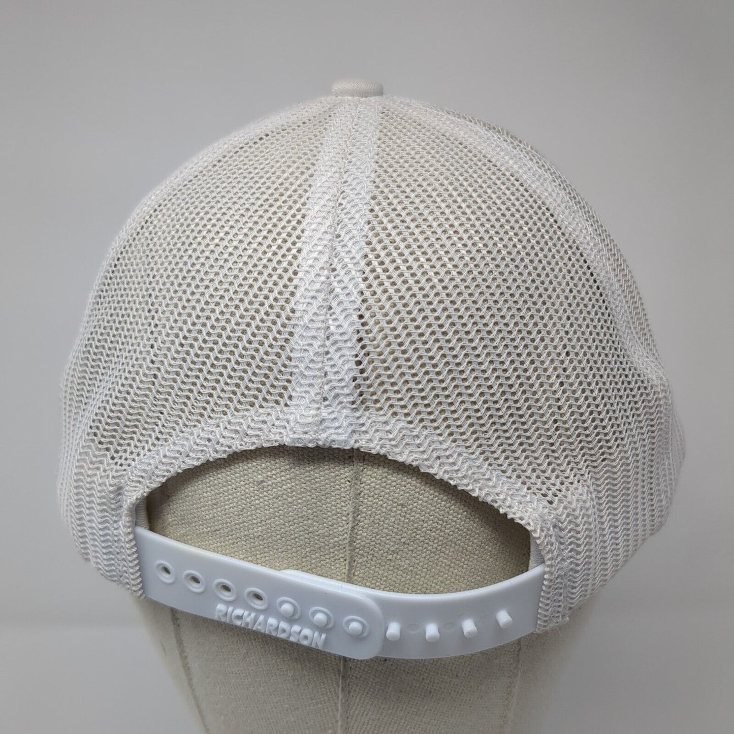Richardson Snapback Trucker Hat White One Size Adjustable Mesh Back Embroidered