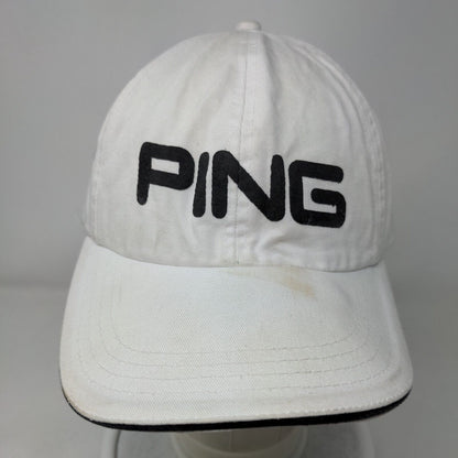 Ping Strapback Hat White One Size Adjustable Embroidered 6 Panel Nissin Cap