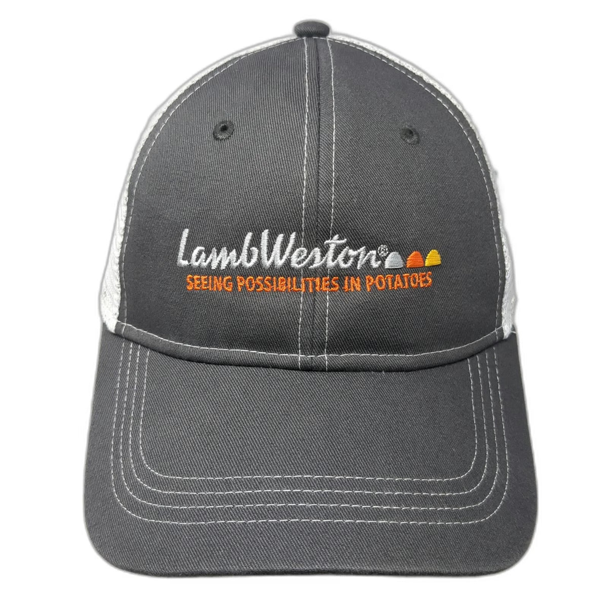 Cap America Baseball Cap Gray One Size Lamb Weston Potato Logo Mesh Back Hat