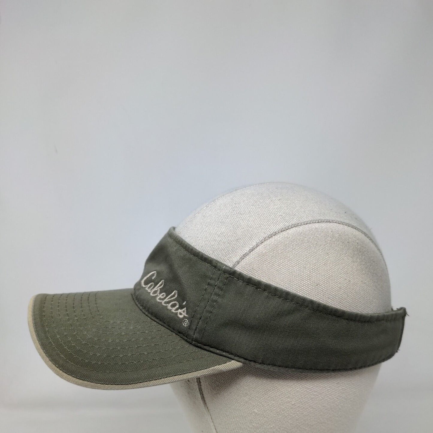 Cabela's Strapback Sun Visor Hat Green OSFA Adjustable Embroidered Logo