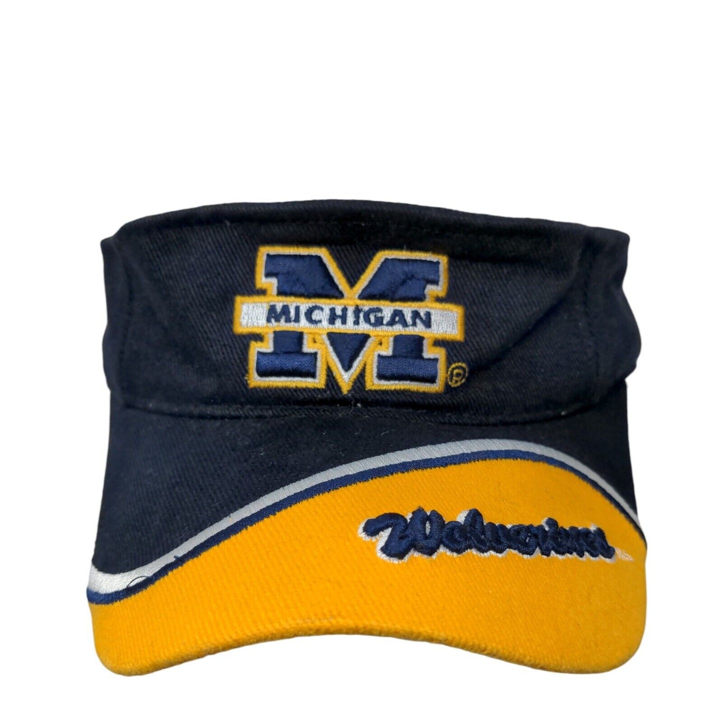 Michigan University Wolverines Strapback Sun Visor Hat Blue Gold NCAA Colosseum