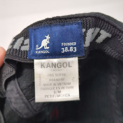 Kangol 5 Panel Black Hat M Fitted Flexfit Embroidered Logo Textured Fabric