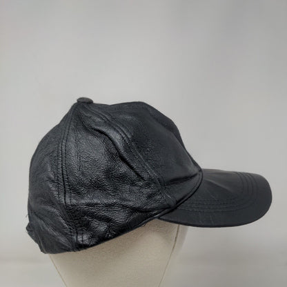 Cap By Bee Strapback Hat Black OSFA Adjustable Genuine Leather Blank