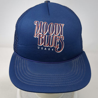 Trucker Hat Blue One Size Moody Blues USA 84 Tour Mesh Back Snapback Rope Music