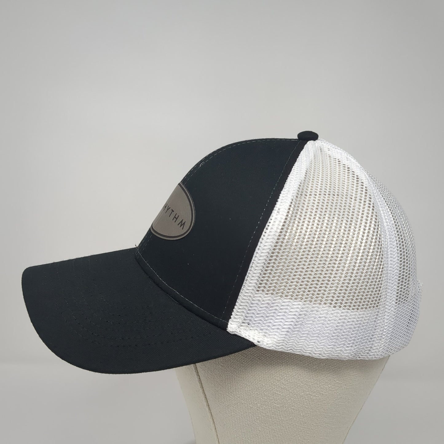 Rhythm Patch Snapback Mesh Back Trucker Hat Black One Size Cap America