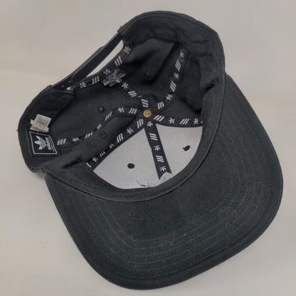 Adidas Trefoil Snapback Hat Black OSFM Embroidered 6 Panel Black on Black