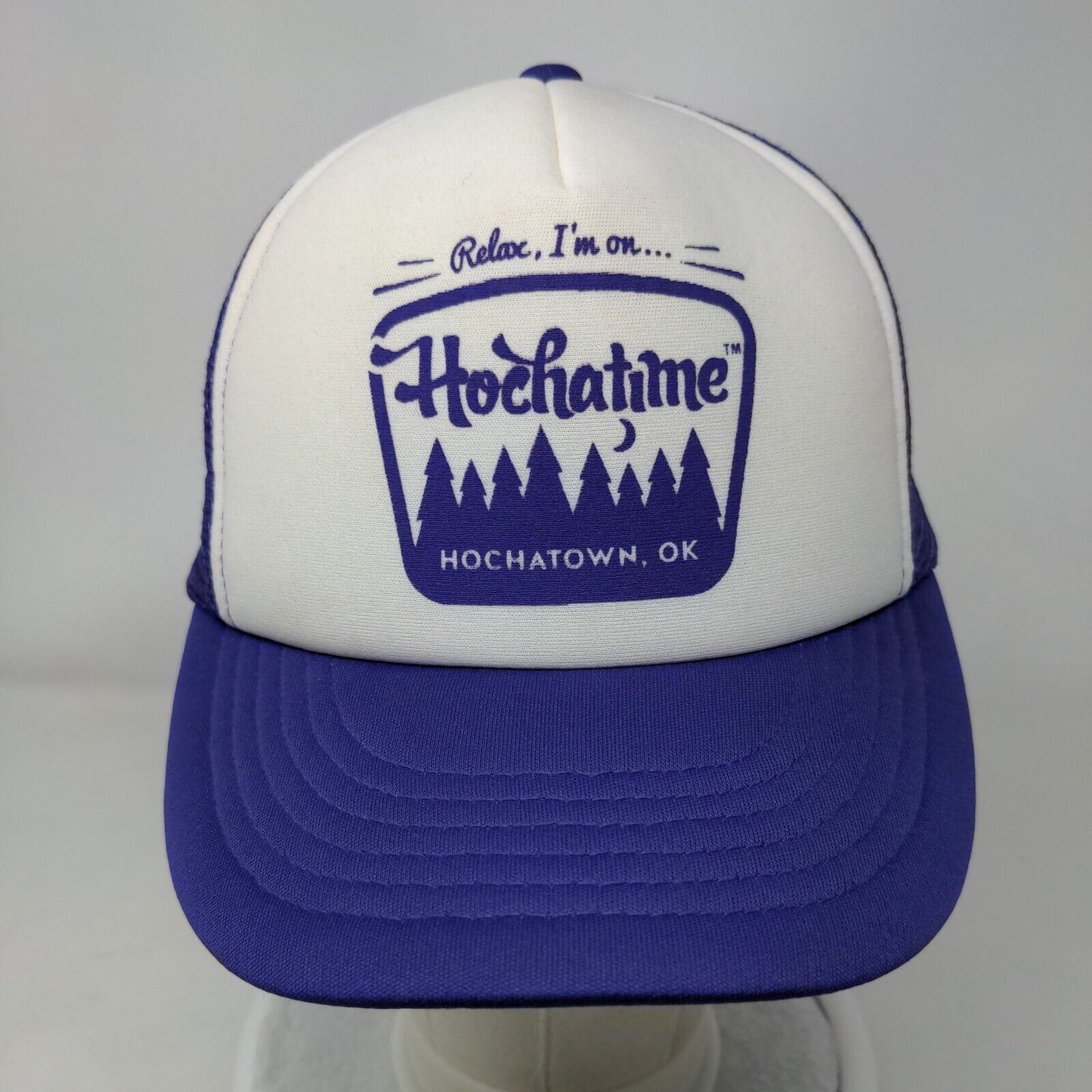 Relax I'm On Hochatime Oklahoma Snapback Trucker Hat Purple One Size Mesh Back