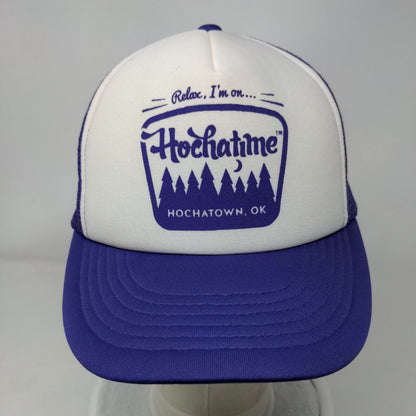 Relax I'm On Hochatime Oklahoma Snapback Trucker Hat Purple One Size Mesh Back