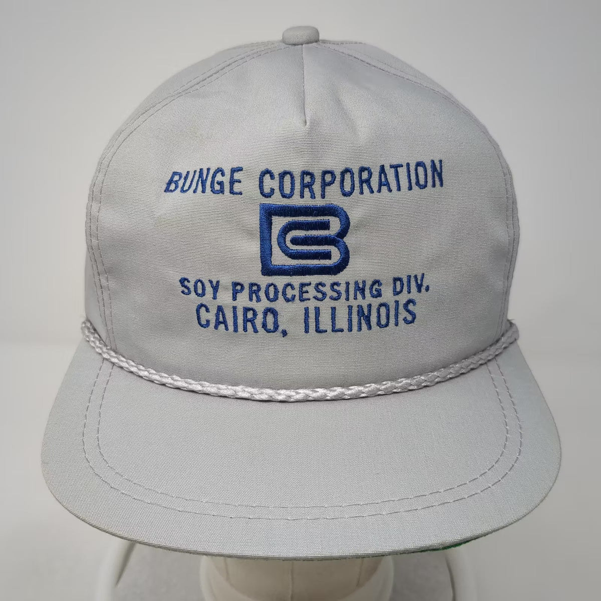 K-Brand Gray Blue Bunge Corporation Soy 5 Panel Rope Hat Strapback OS USA Made