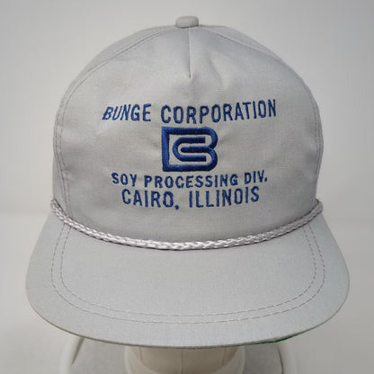 K-Brand Gray Blue Bunge Corporation Soy 5 Panel Rope Hat Strapback OS USA Made
