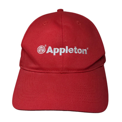 Appleton Strapback Hat Red OSFA Adjustable Embroidered Vented Holes 6 Panel KC
