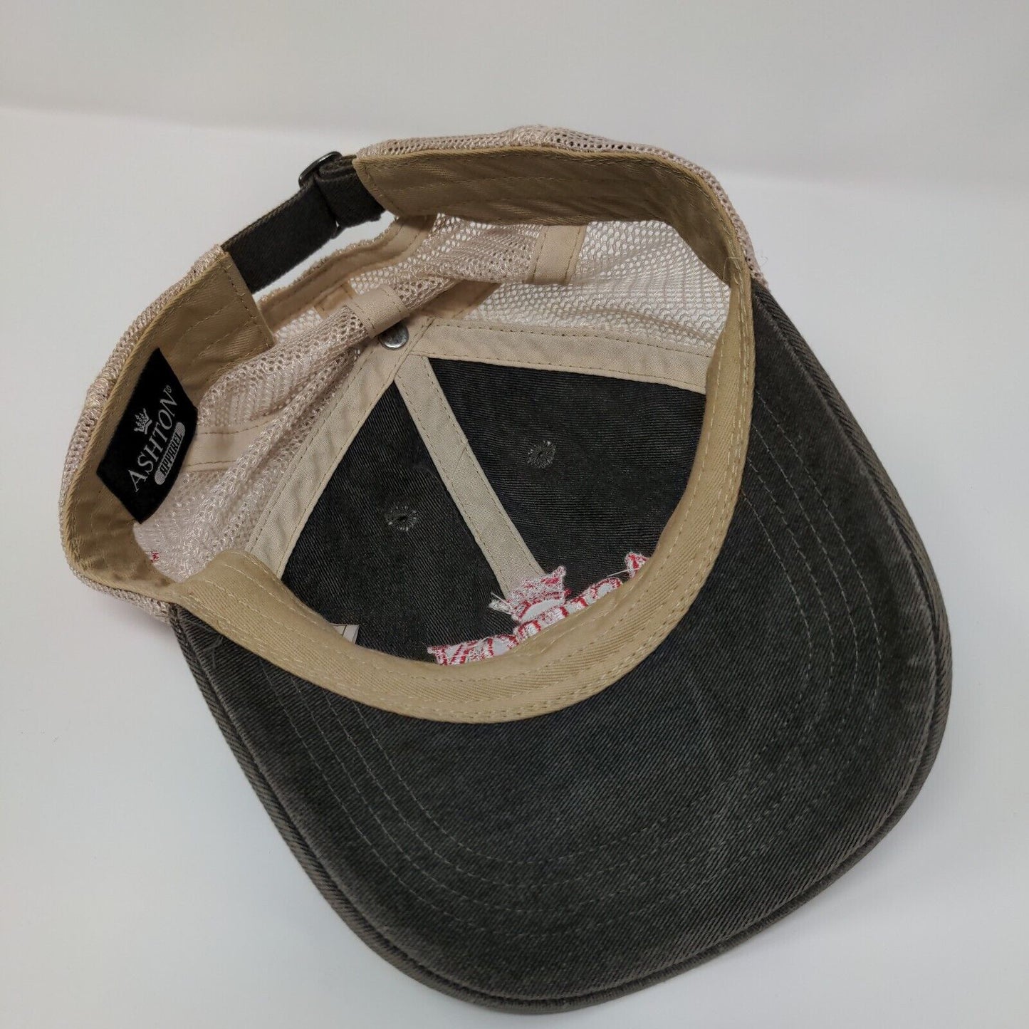 Ashton Slideback Trucker Hat Gray OSFA Adjustable Embroidered Mesh Back 6 Panel