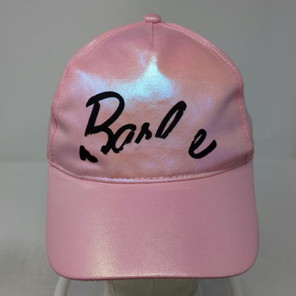 Barbie Girls Pink OS Hat Iridescent Script Logo Mattel Strapback Distressed