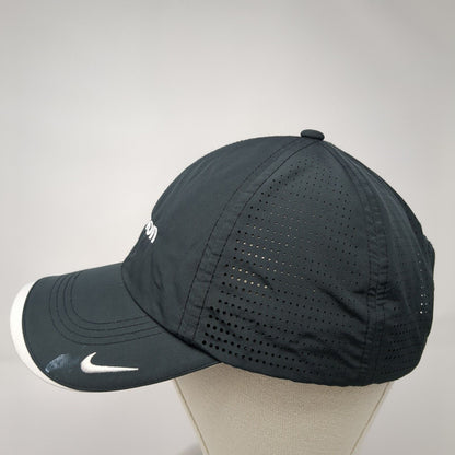 Micron Strapback Hat Black One Size Adjustable Laser Cut Nike Dri-Fit