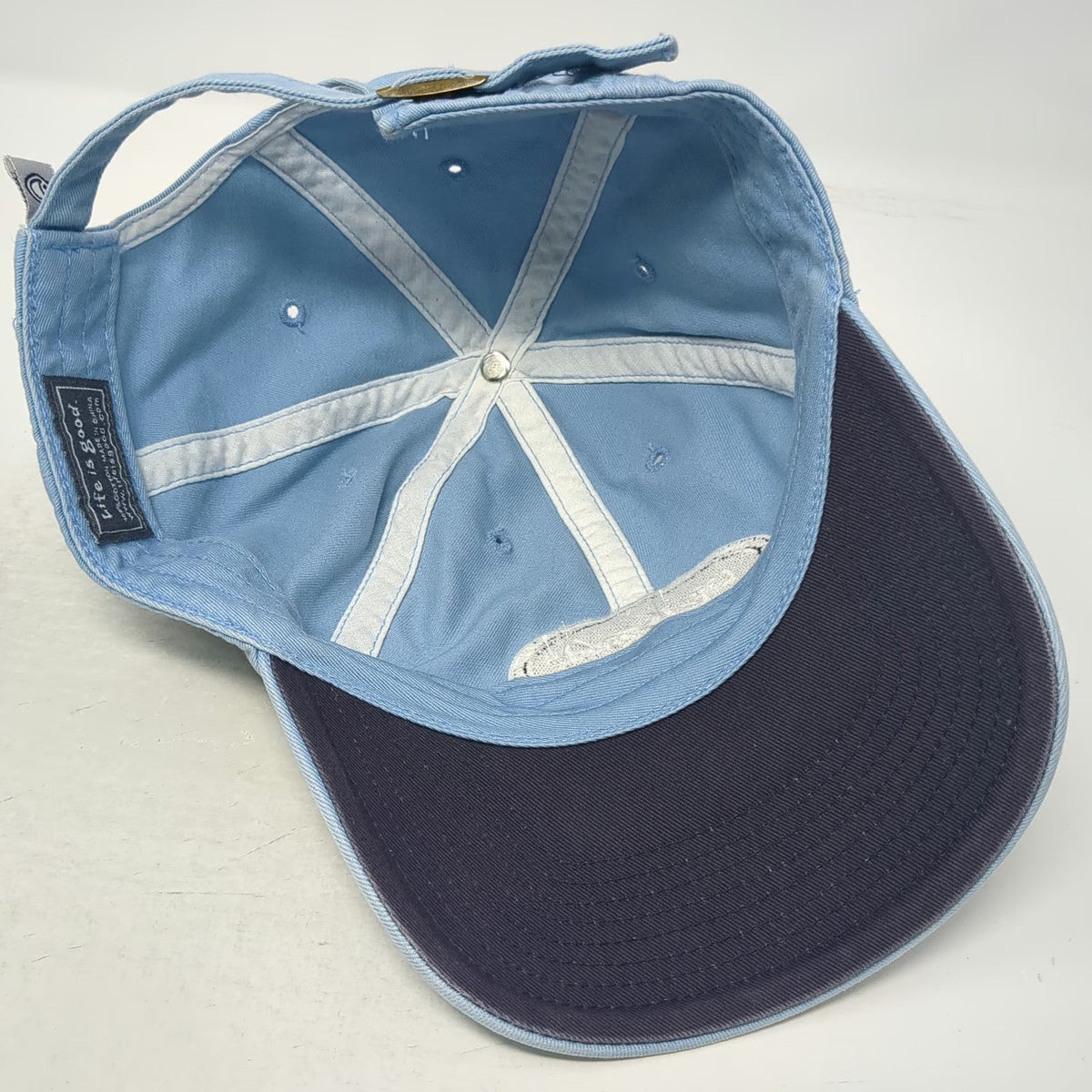 Life is Good Baseball Cap Blue One Size Cotton Embroidered Patch Slideback Hat