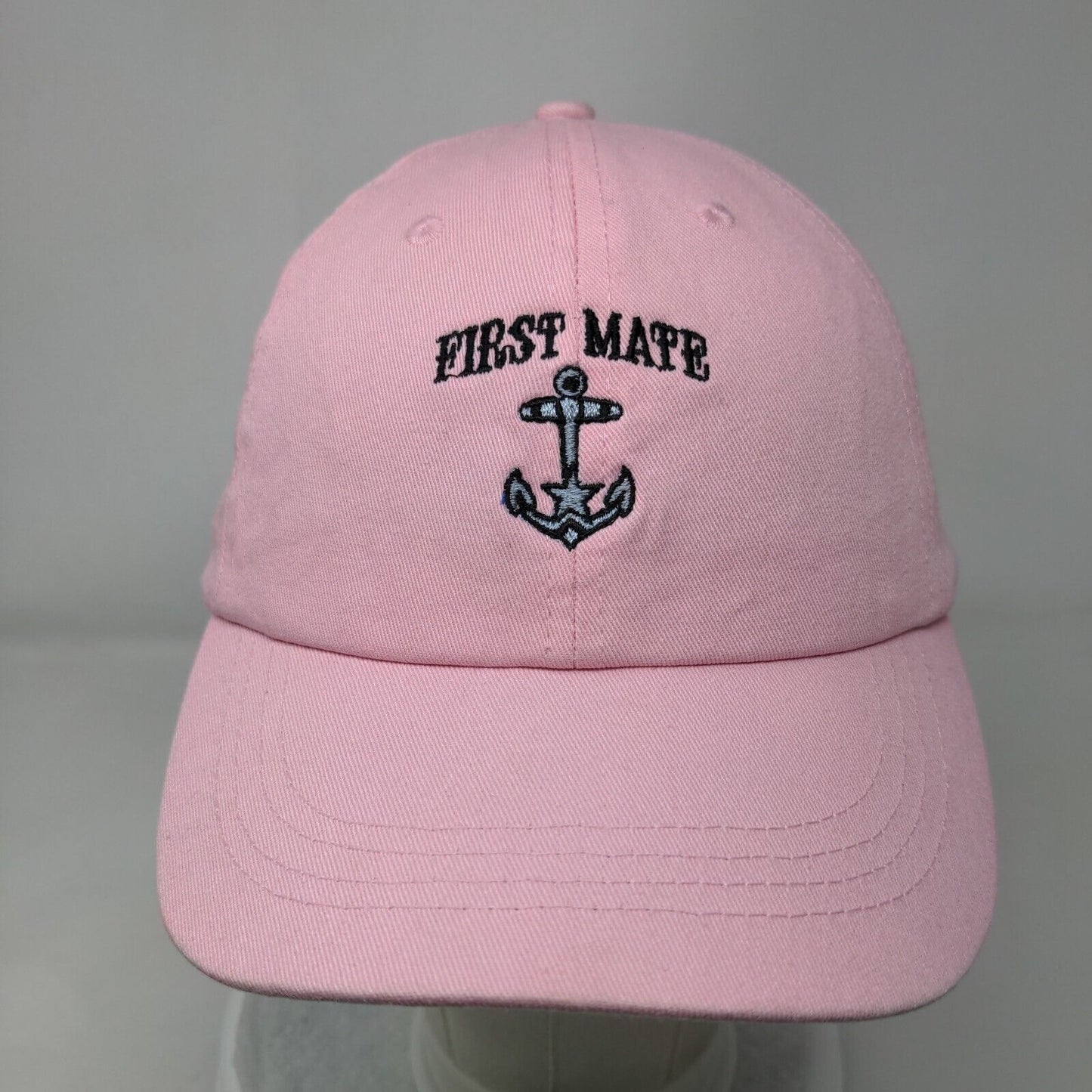 First Mate Anchor Slideback Hat Pink One Size Adjustable Embroidered Headtotoe