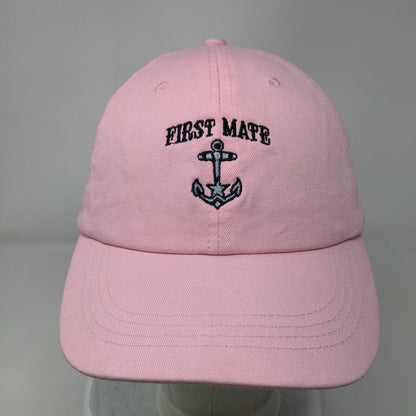 First Mate Anchor Slideback Hat Pink One Size Adjustable Embroidered Headtotoe