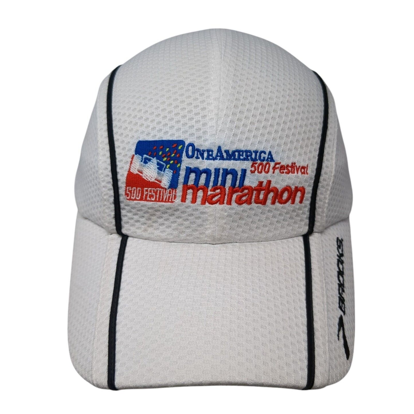 One America 500 Festival Mini Marathon 5 Panel Cap White OS Adjustable Brooks