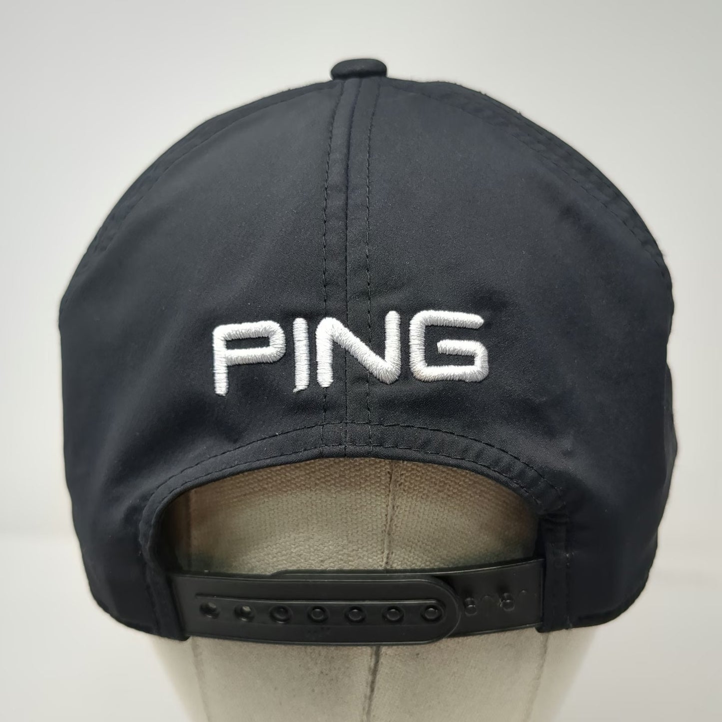 PING Trucker Hat Black One Size Snapback Golf Flexfit 110 Perforated 5-Panel