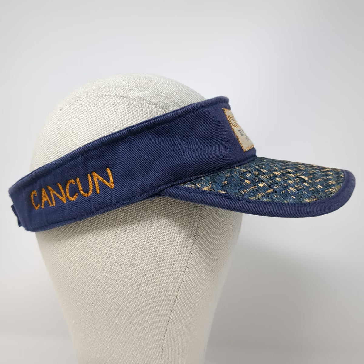 Margaritaville Visor Blue One Size Cancun Chill 1977 Woven Straw Brim Palm Hat