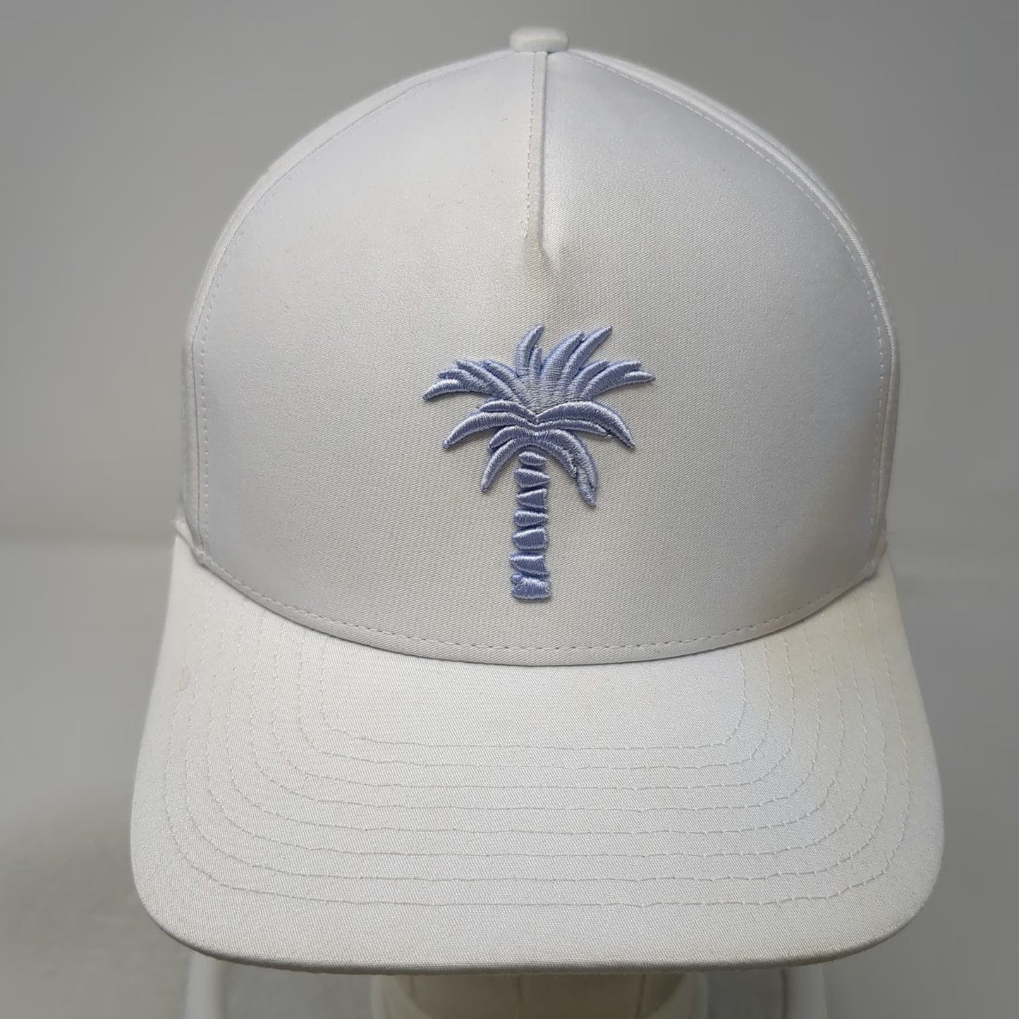 Waggle Trucker Hat White One Size Palm Tree Perforated Golf Snapback Breathable
