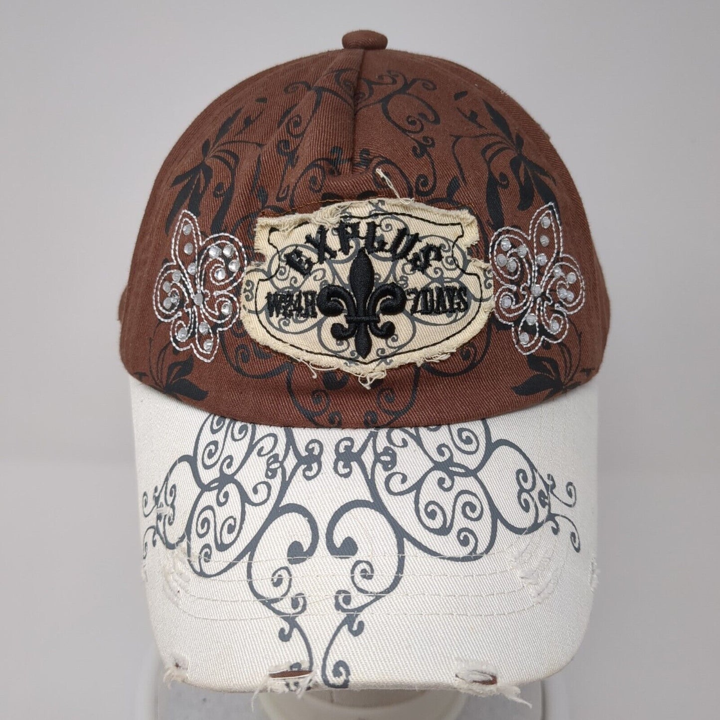 Explus W247 Slideback Hat Brown One Size Adjustable Embroidered Rhinestone