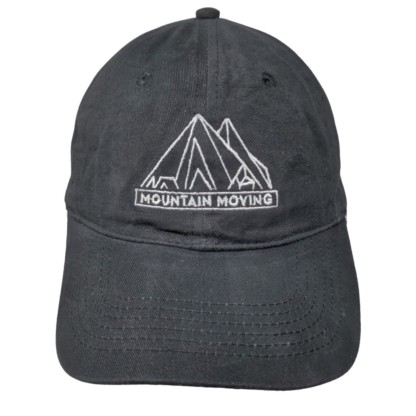 Mountain Moving Slideback Hat Black One Size Embroidered 6 Panel Port & Company