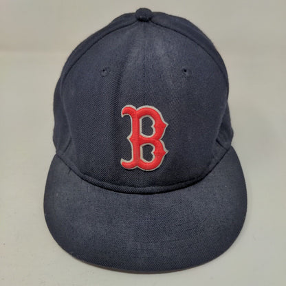 New Era Boys Fitted Hat Blue 6 3/4 Embroidered Boston Red Sox Logo 59Fifty