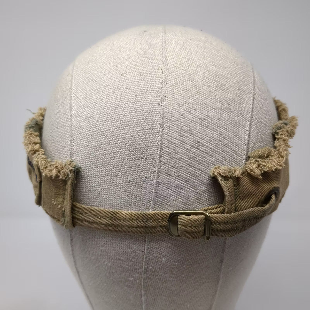 Lucky Brand Visor Hat Brown Blue OS Slideback Distressed Frayed Embroidered