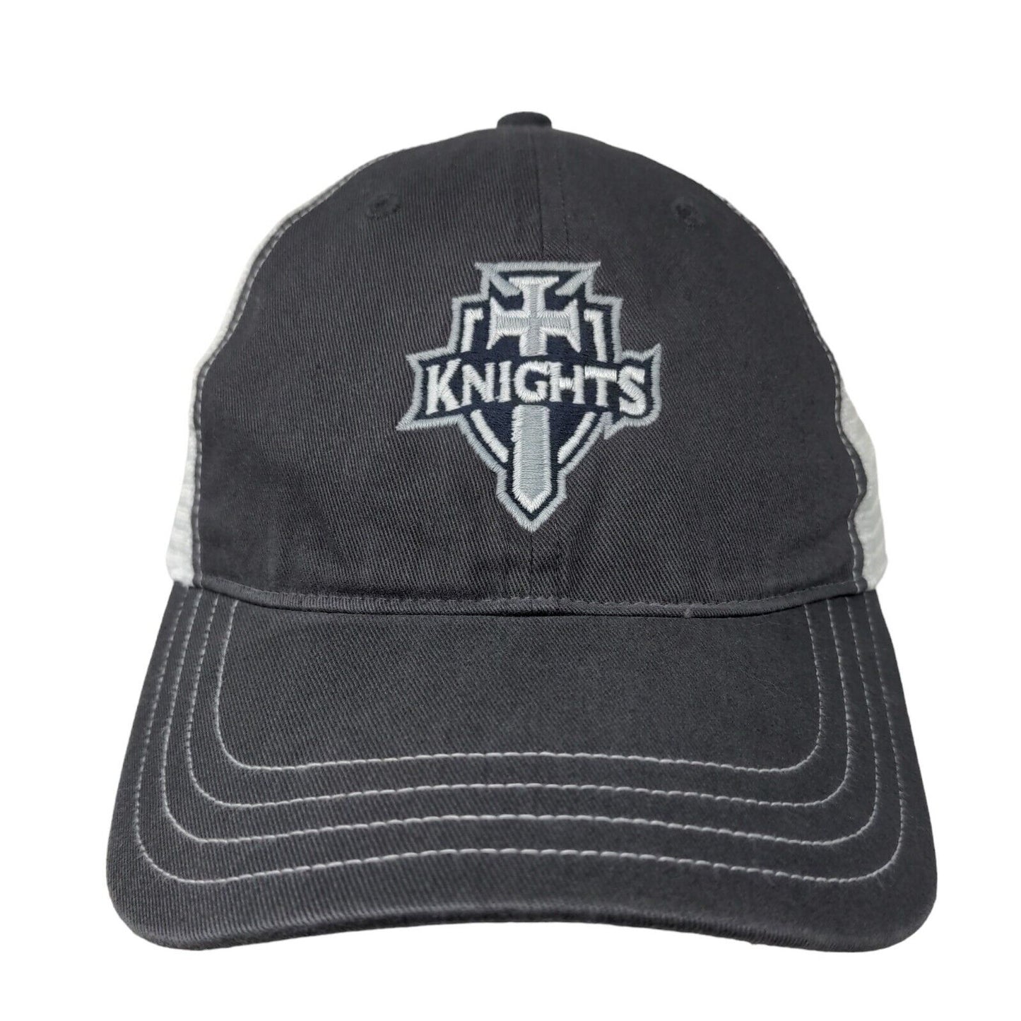Unbranded Men's Snapback Mesh Back Hat Gray White Embroidered Christian Knights