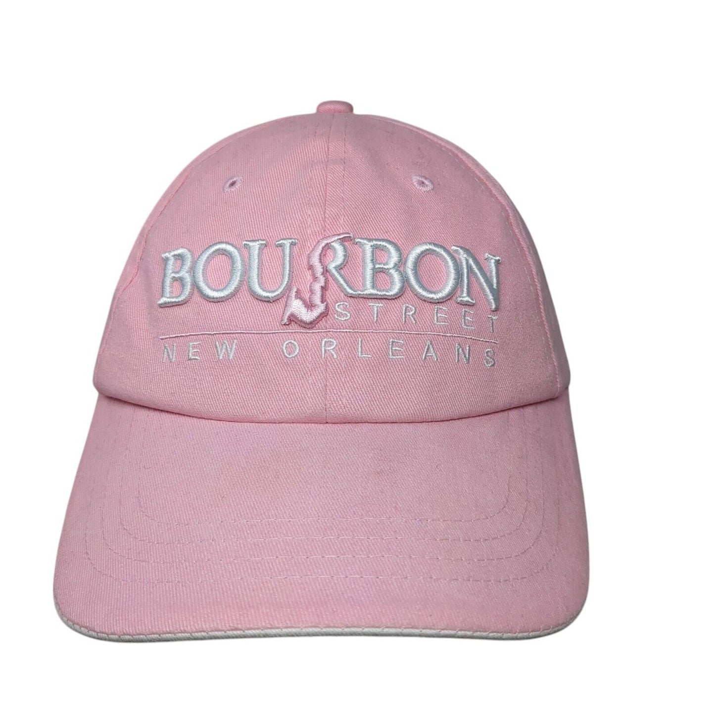Bourbon Street New Orleans Adult Strapback Hat Pink OS Adjustable Embroidered