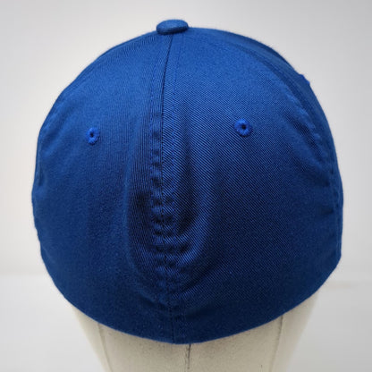 Flexfit Baseball Cap Blue M Glamis Script Logo Curved Brim Structured Hat