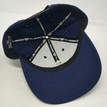 Fly Racing Snapback Hat Blue White One Size Racing Patch Structured 6 Panel Cap