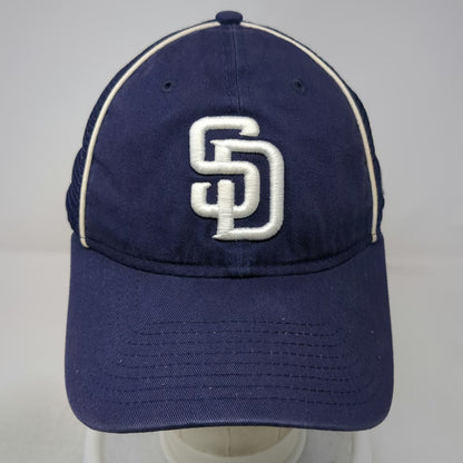 San Diego Padres MLB New Era Trucker Hat Blue OSFM Snapback Mesh White Piping