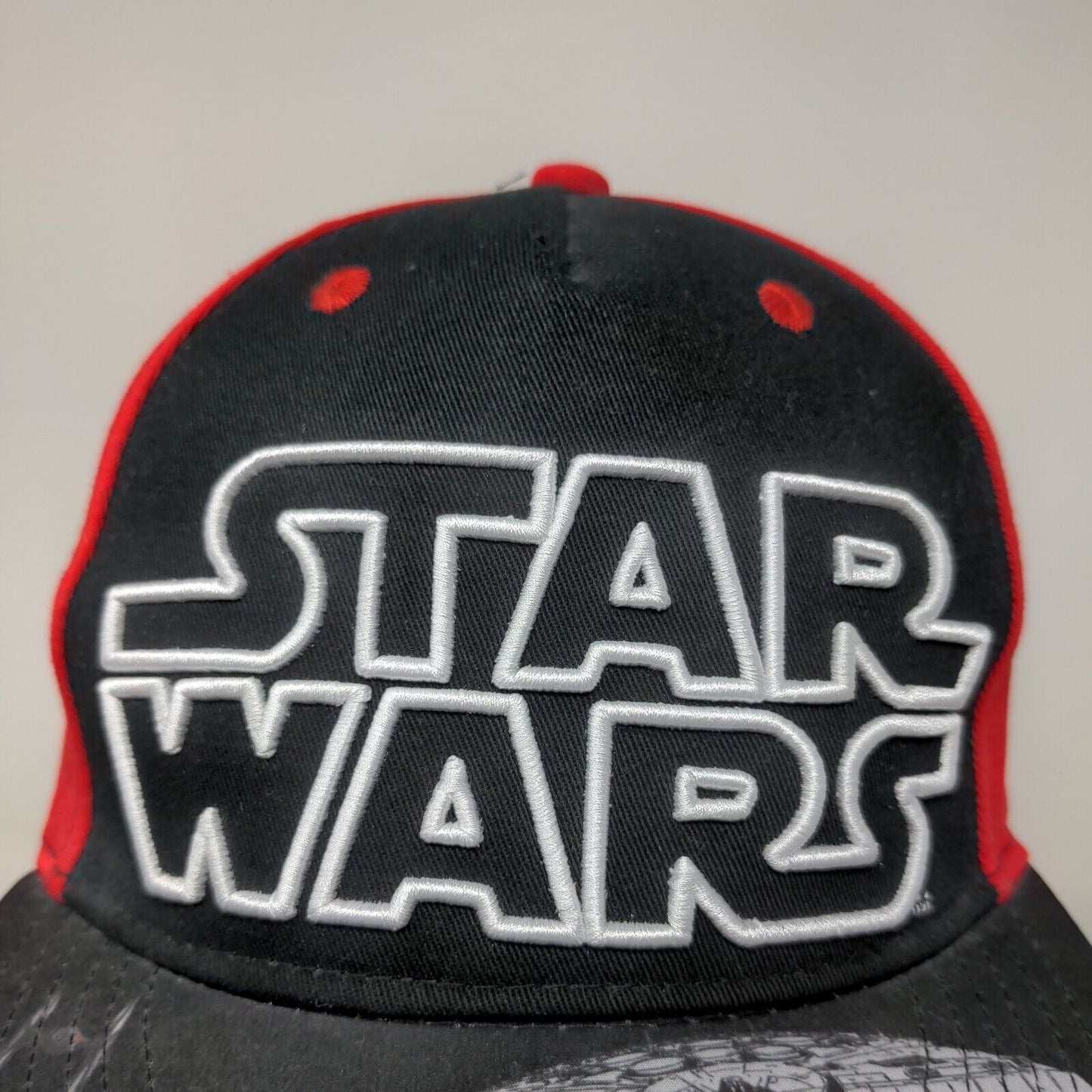 Star Wars Men's Snapback Hat Black Red Graphic Millenium Falcon Tie Fighters