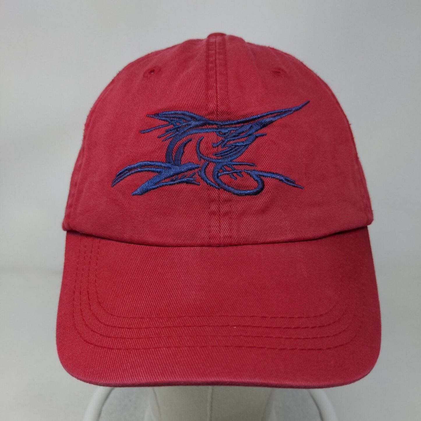 Madda Fella Slideback Hat Red Adjustable Embroidered Fish Logo